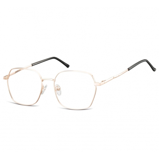 Okulary Prostokątne zerówki oprawki optyczne 913F różowe złoto